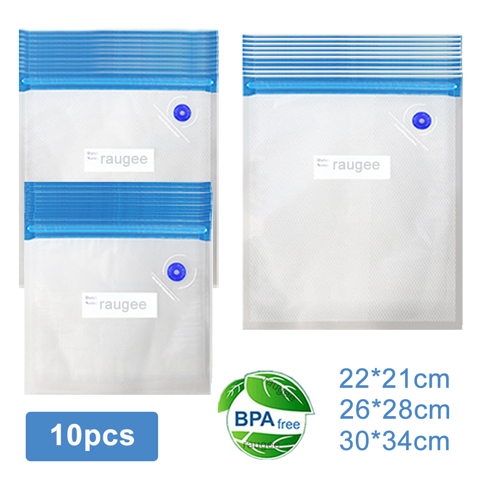 Food Storage Vacuum Bags - 真空バッグ 再利用可能な食品真空包装袋 10 個真空シール保存袋食品エアバルブバッグ食品鮮度保持バッグ