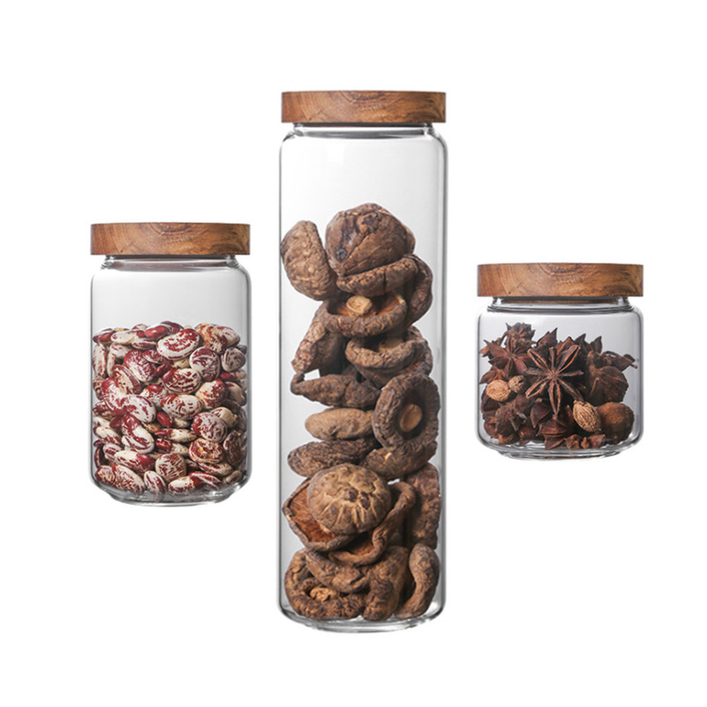 Food Storage Containers Glass - 1個入り高ホウケイ酸ガラス製穀物保存容器 透明密閉食品ジャー 家庭用キッチンシリアルスナック保存用