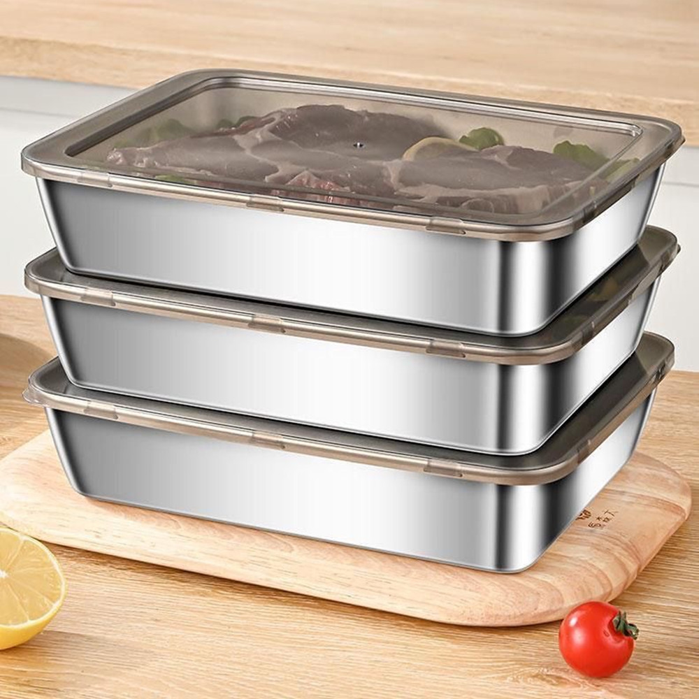 Food Storage Stainless Steel - 2026 3個入り・5個入りステンレス製食品保存容器セット、漏れ防止蓋付き、耐久性があり簡単操作、サンドイッチやフルーツに最適、ホームパーティーに最適