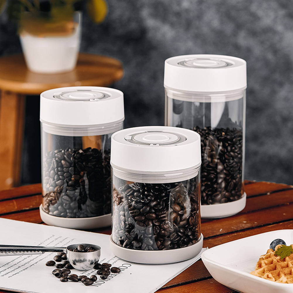 Food Storage Containers Glass - キッチン防湿ガラスコーヒー豆ジャー自動インテリジェント真空保存密封ジャー食品フルーツシリアルティーコンテナ