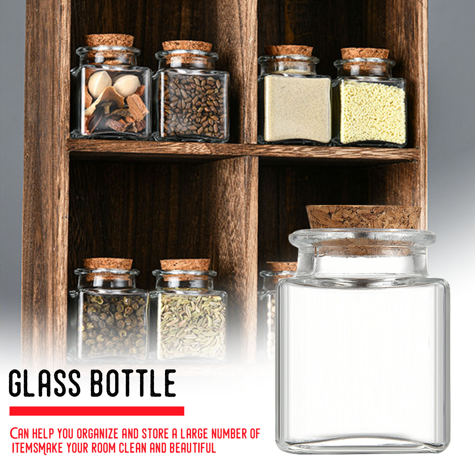 Food Storage Containers Glass - 1/5/10 個ガラス保存瓶キッチンパントリーオーガナイザー気密蓋スパイス砂糖コーヒーティーボトルドライフード容器