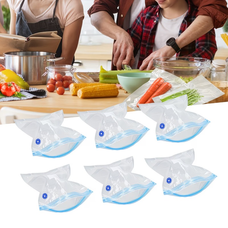 Food Storage For Long Term - プロ仕様の真空シーラーバッグセット、ハンドポンプ付き、複数サイズ、長期食品保存、冷凍庫整理、肉類用