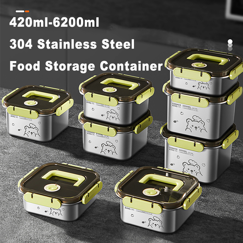 Food Storage Stainless Steel - COOKER KING 420ml-6200ml 大容量ステンレス食品保存容器 冷蔵庫/オーブン対応 旅行用弁当箱