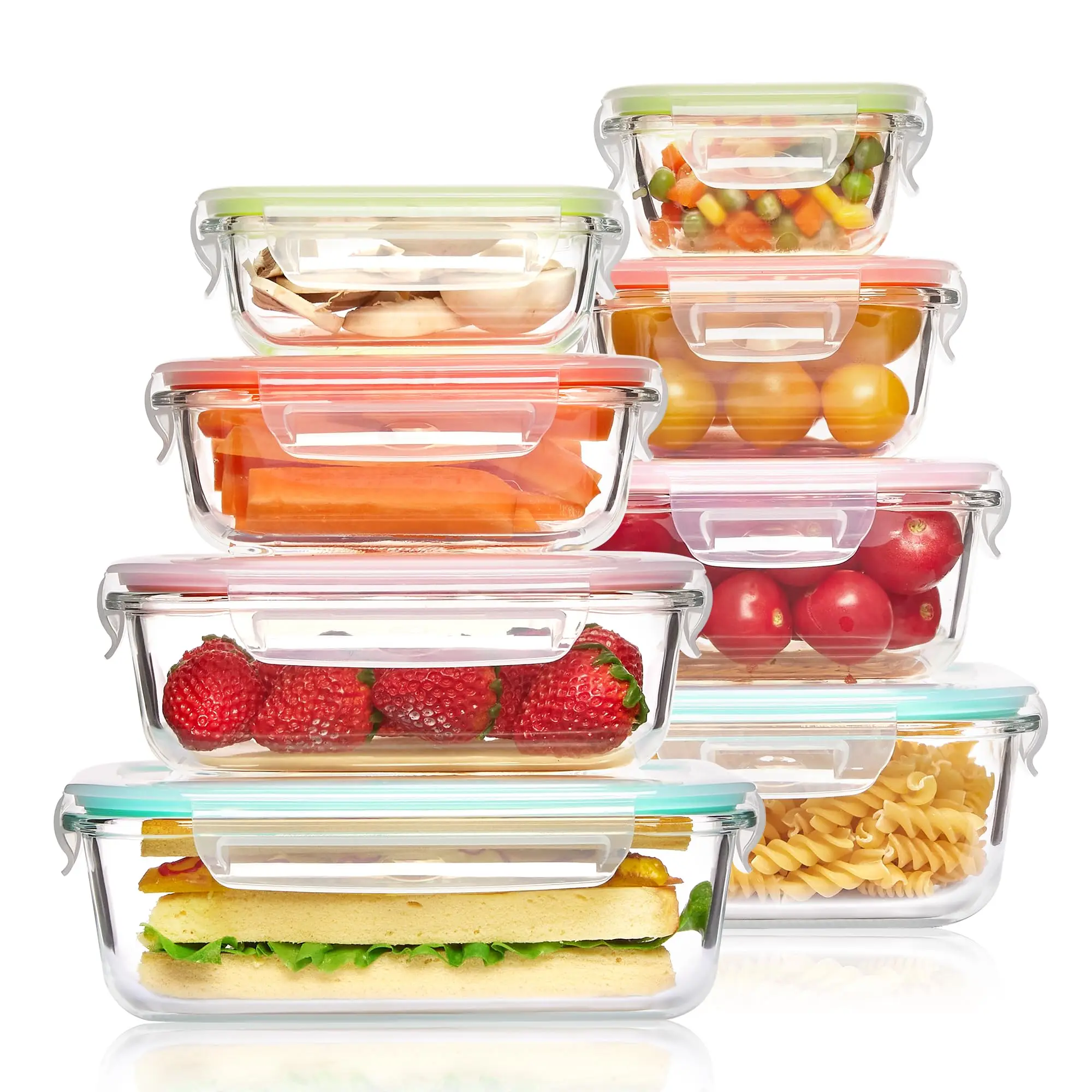 Food Storage Containers Glass - ガラスランチボックス食品保存容器、食事の準備、気密弁当箱、電子レンジ、オーブン、冷凍庫、食器洗い機用、BPAフリー