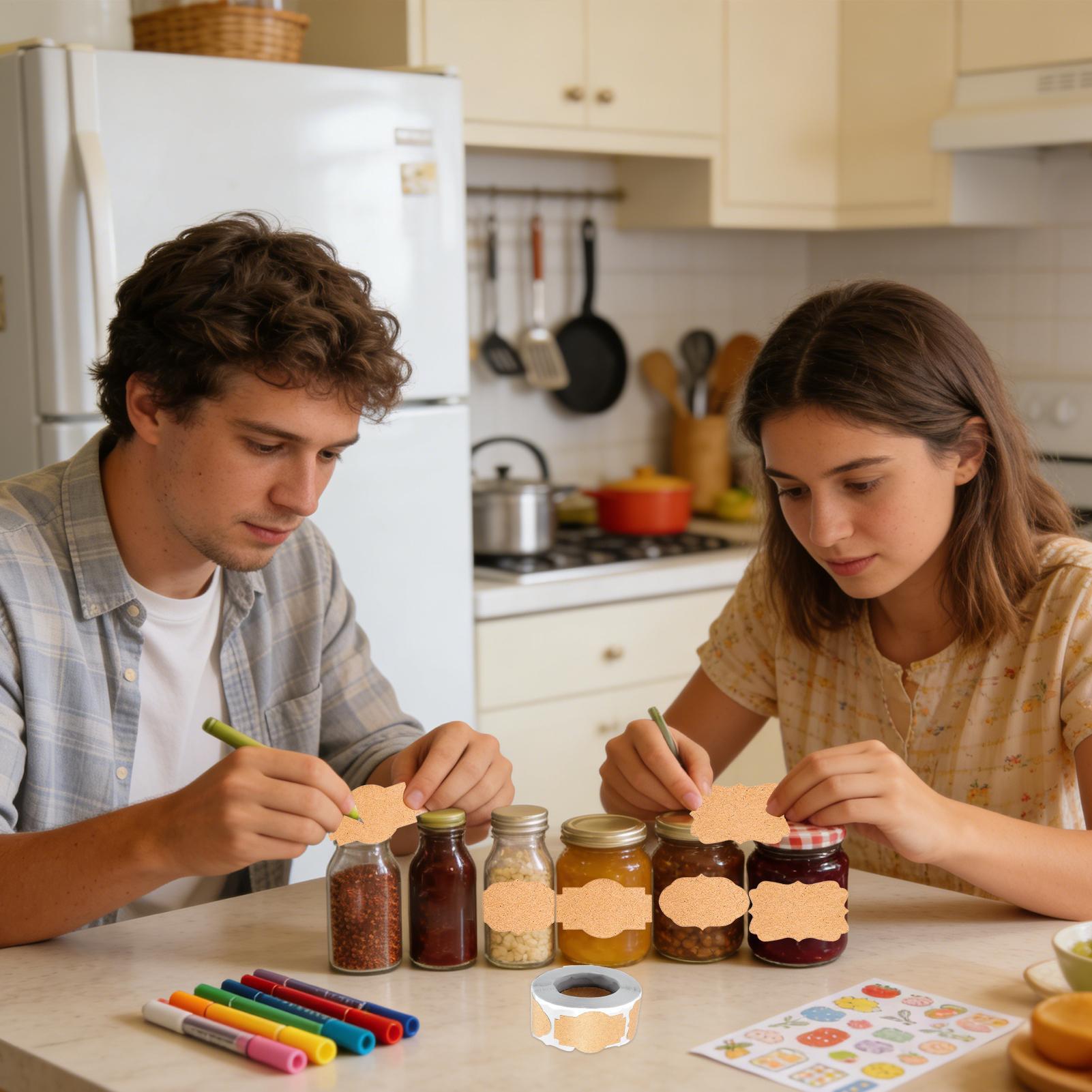 クラフトラベル 300枚 書き込み可能な空白のネームタグ 1 - Food Storage Jar Labels のレビューと価格