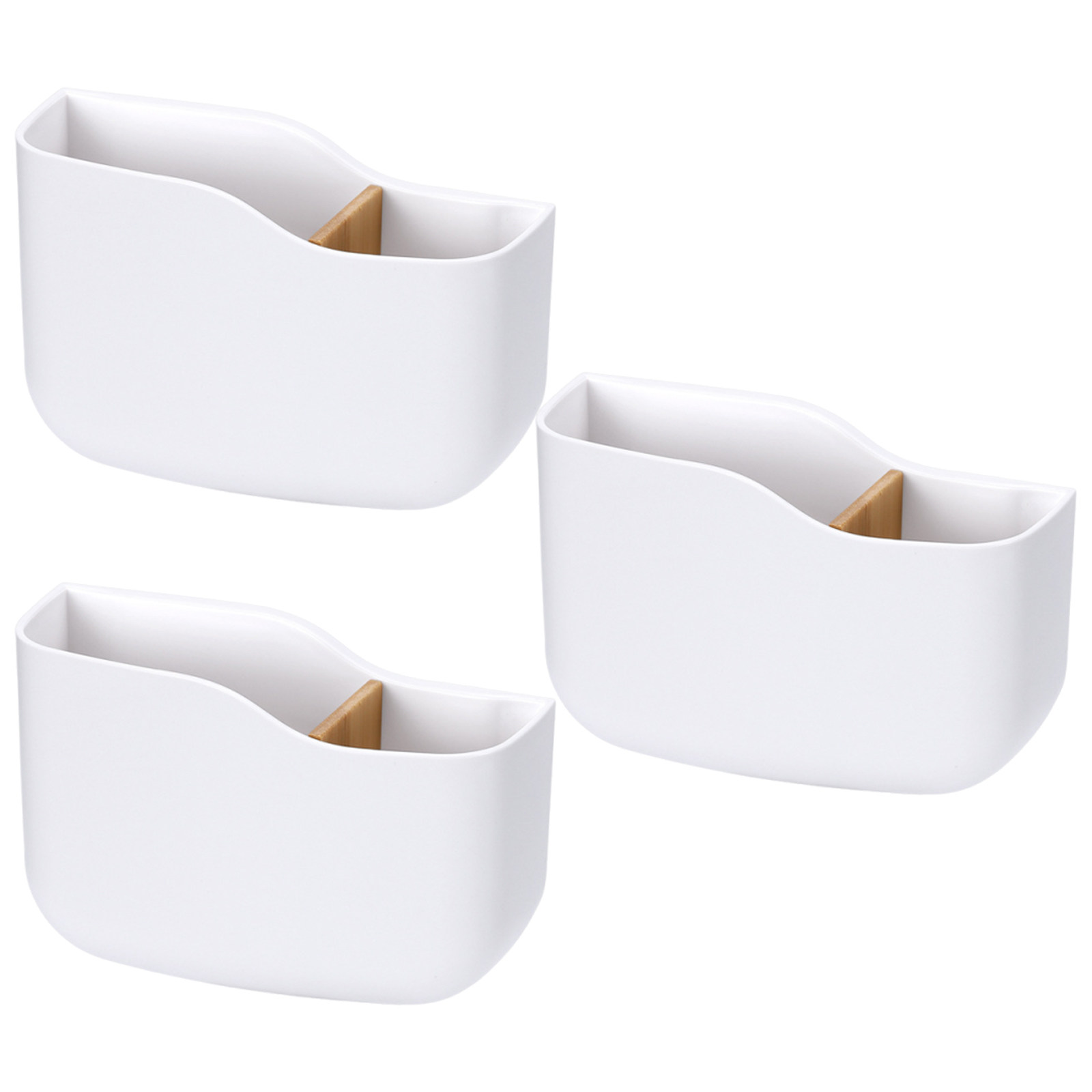 3個入りリモコンホルダー 壁掛けオーガナイザー 竹製仕切り  - Food Storage Box のレビューと価格