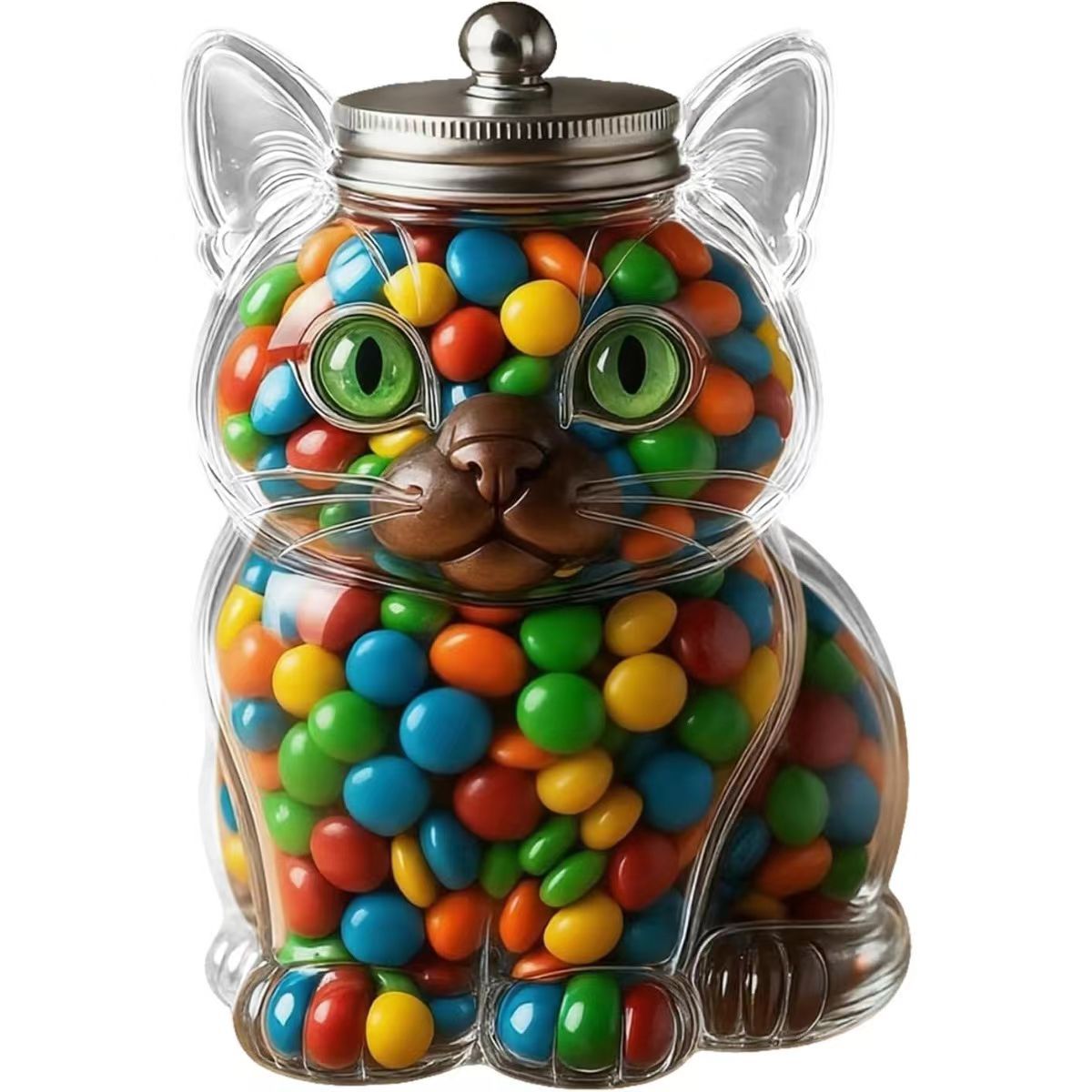可愛い猫型のガラス製キャンディジャー、気密蓋付き、食品グレー - Food Storage Containers Glass のレビューと価格