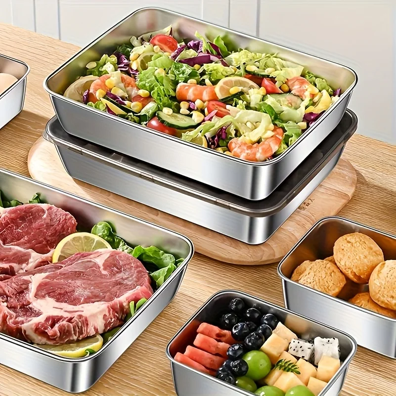 5個入りステンレス製食品保存容器セット - 漏れ防止蓋、耐久 - Food Storage Stainless Steel のレビューと価格