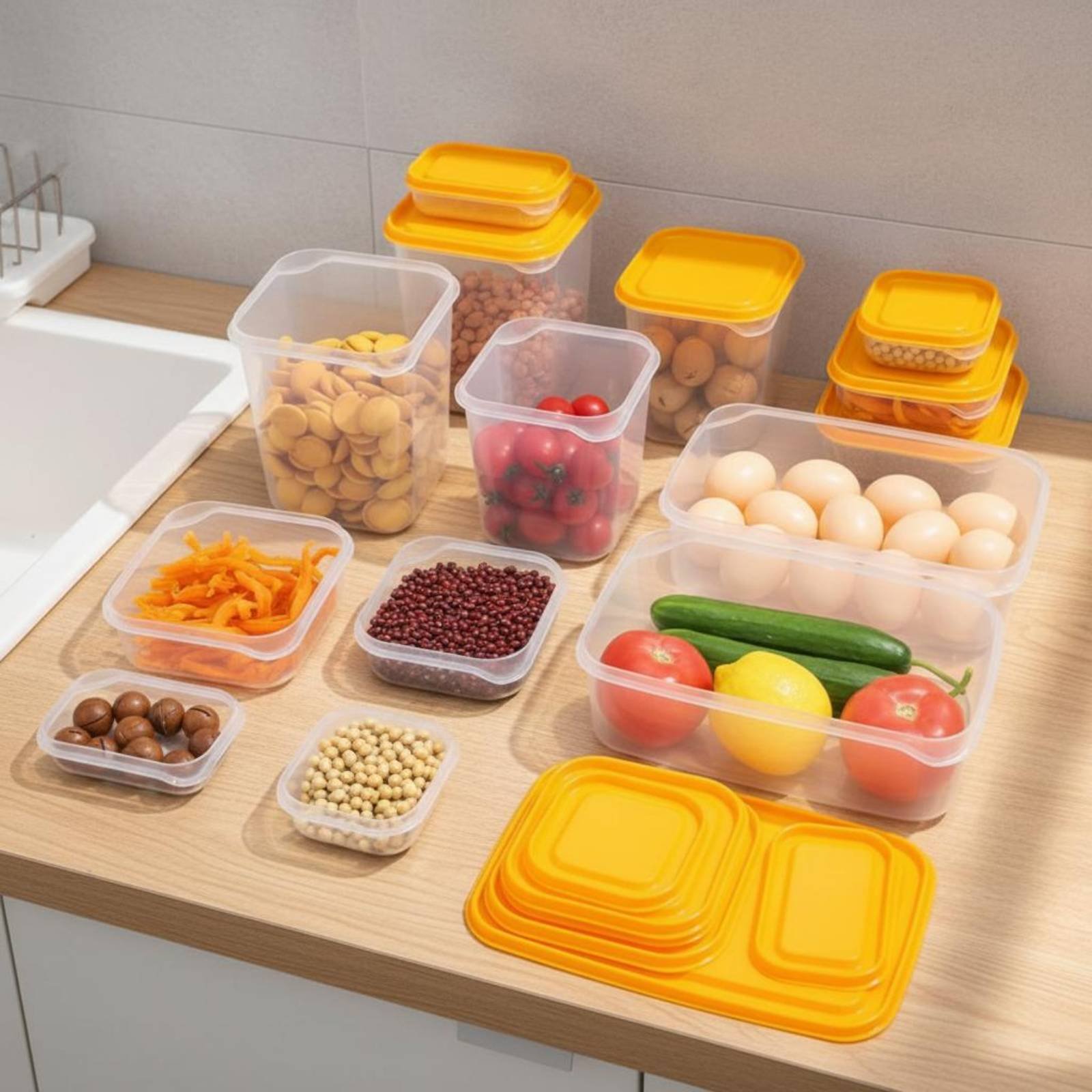 17個入り冷蔵庫収納ボックスセット、漏れ防止プラスチック食品 - Food Storage Box のレビューと価格