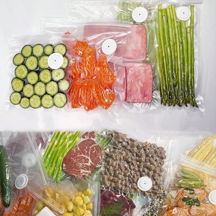 30 個の再利用可能な真空バッグ + 1 つのコンパクト真空 - Food Storage Vacuum Bags のレビューと価格