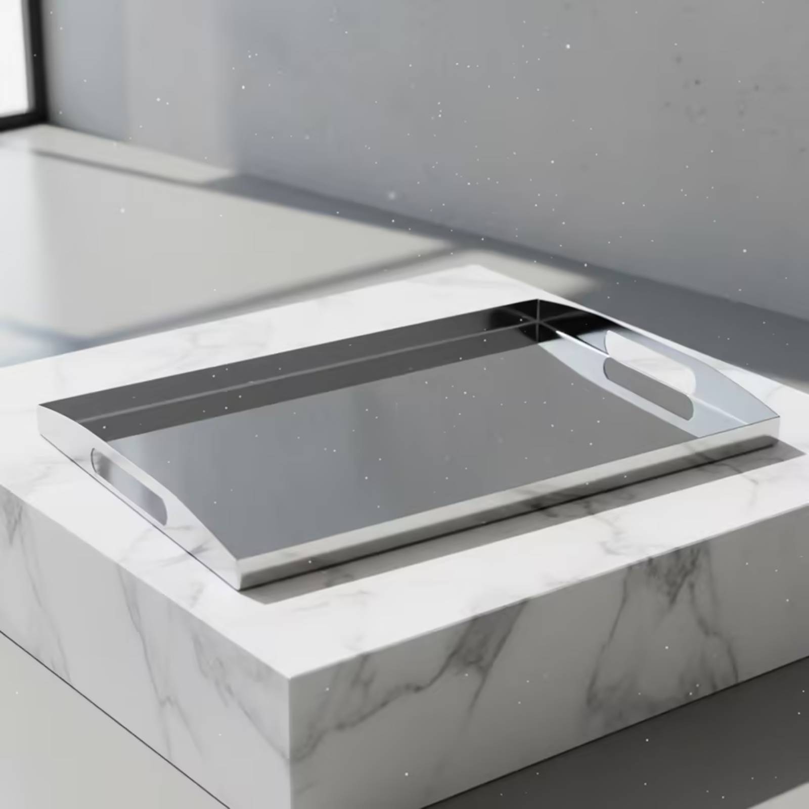 ステンレススチール製ミラートレイ ハンドル付き シルバーミラ - Food Storage Stainless Steel のレビューと価格