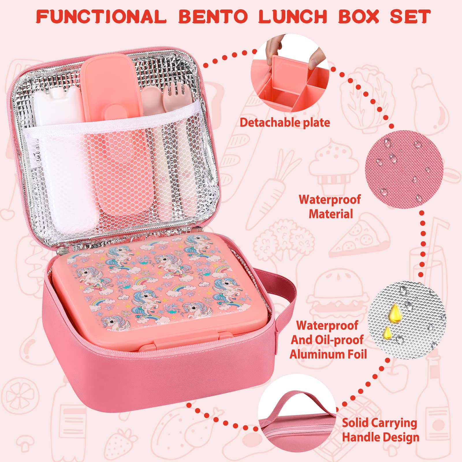 子供用弁当箱 8オンスの断熱真空フードジャー、ランチバッグ、 - Food Storage Vacuum Bags のレビューと価格