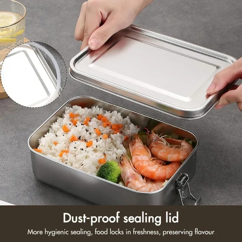 新しい 850 ミリリットル弁当箱ロッククリップ付きステンレ - Food Storage Lock Box のレビューと価格