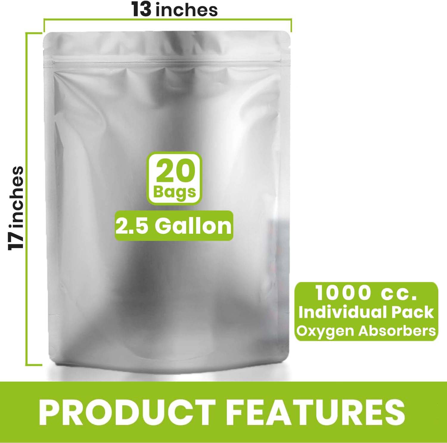 0.25/1/2.5/5ガロン シルバーアルミマイラーバッグ - Food Storage For Long Term のレビューと価格