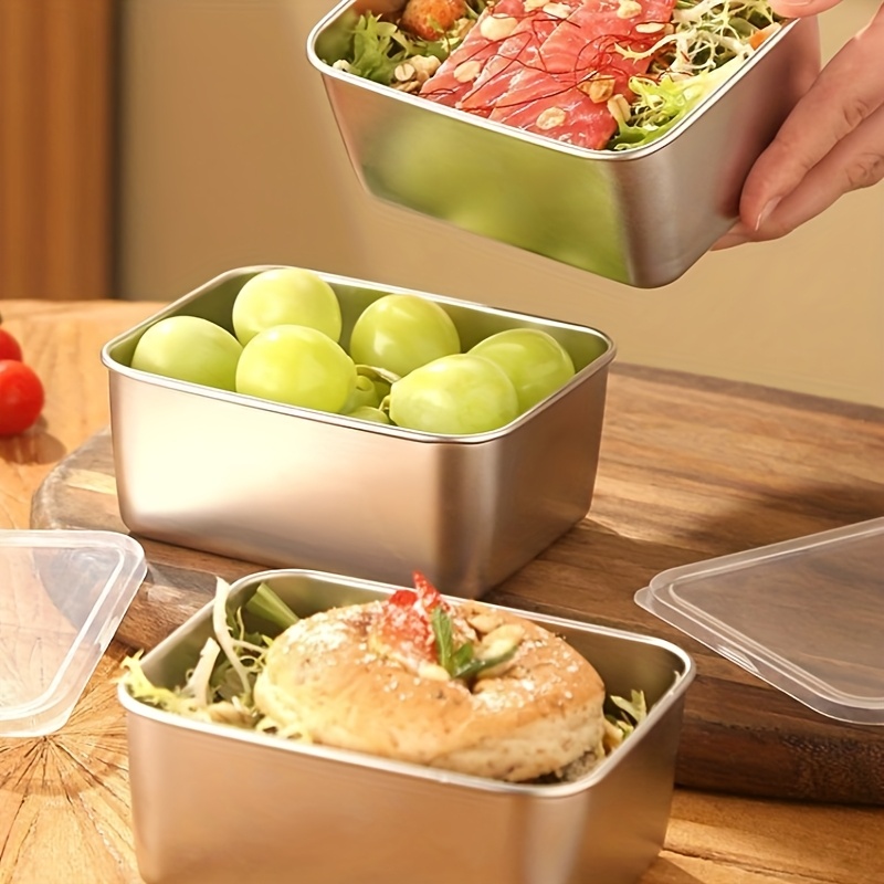 3/6個入り ステンレス製 長方形食品保存容器 蓋付き 厚手 - Food Storage Stainless Steel のレビューと価格