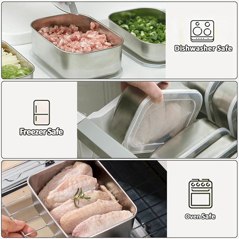 ステンレス製食品保存容器、食品保存弁当箱、漏れ防止シリコン蓋 - Food Storage Box のレビューと価格