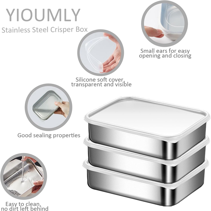 ステンレス製食品保存容器、食品保存弁当箱、漏れ防止シリコン蓋 - Food Storage Box のレビューと価格