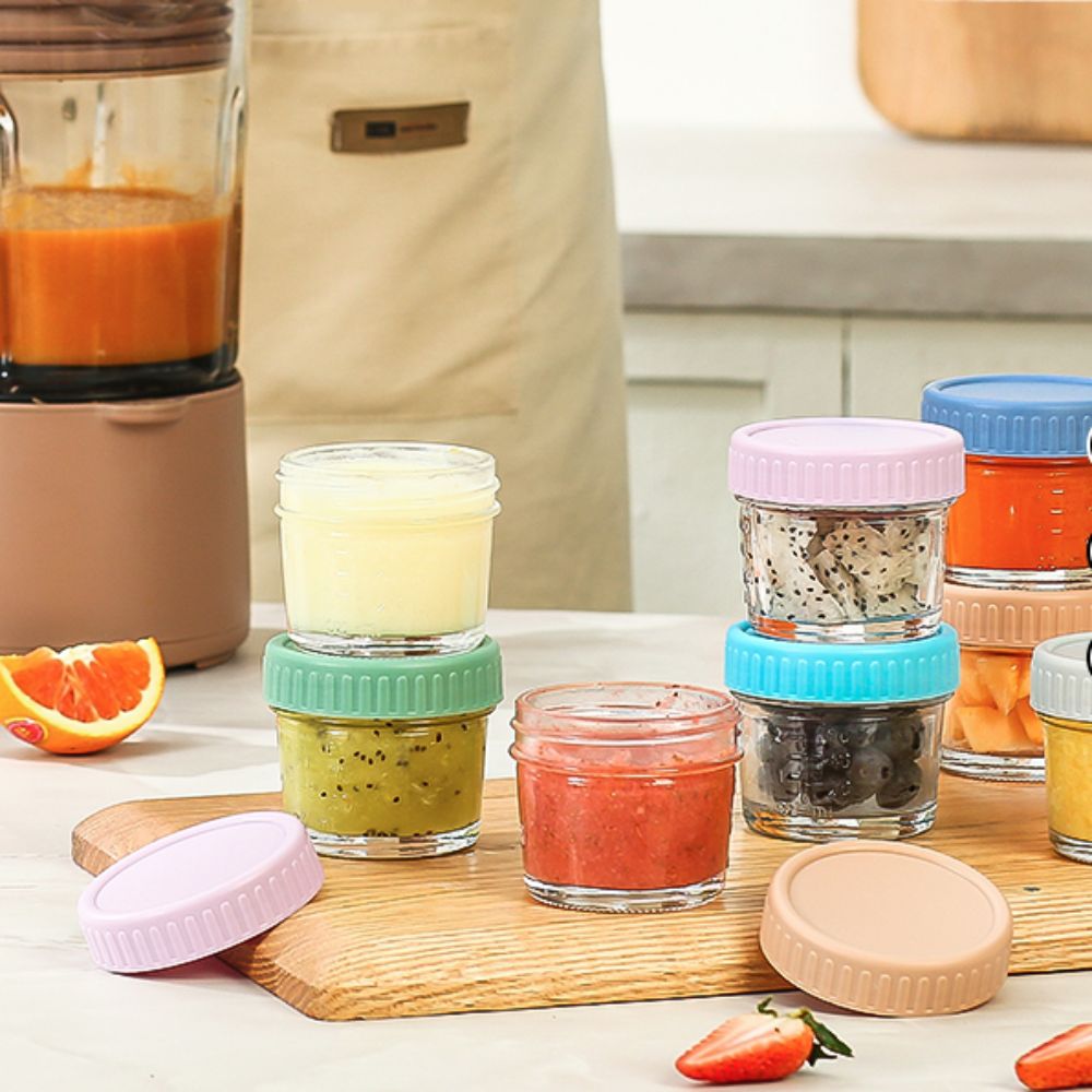 6個入りメイソンジャー ガラス製ベビーフードジャー 再利用可 - Food Storage Containers Glass のレビューと価格