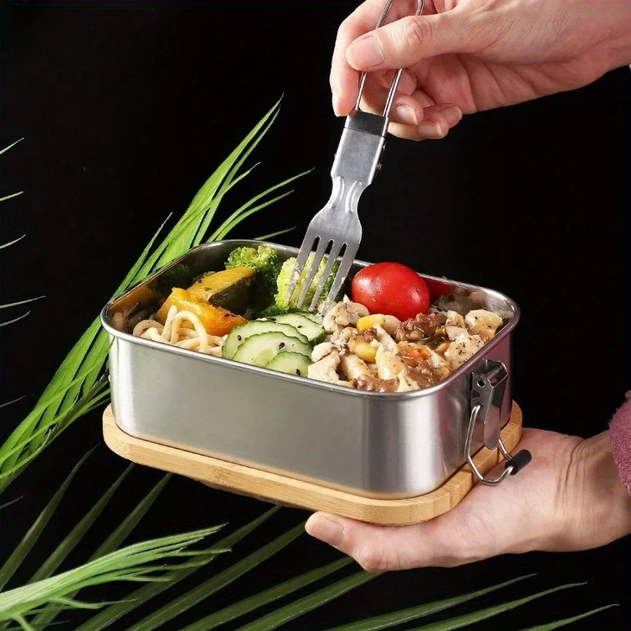新しい304ステンレス製竹製蓋付きランチボックス、和風蓋付き - Food Storage Stainless Steel のレビューと価格