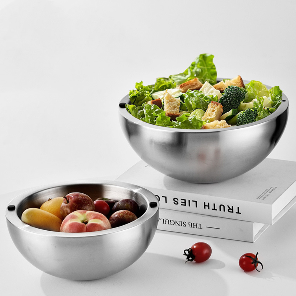 304 肥厚サラダミキシングボウルステンレス鋼二重壁断熱ホッ - Food Storage Stainless Steel のレビューと価格