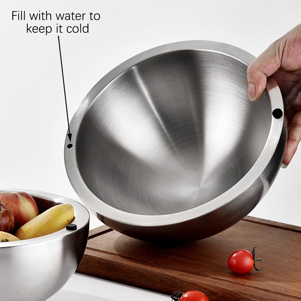 304 肥厚サラダミキシングボウルステンレス鋼二重壁断熱ホッ - Food Storage Stainless Steel のレビューと価格