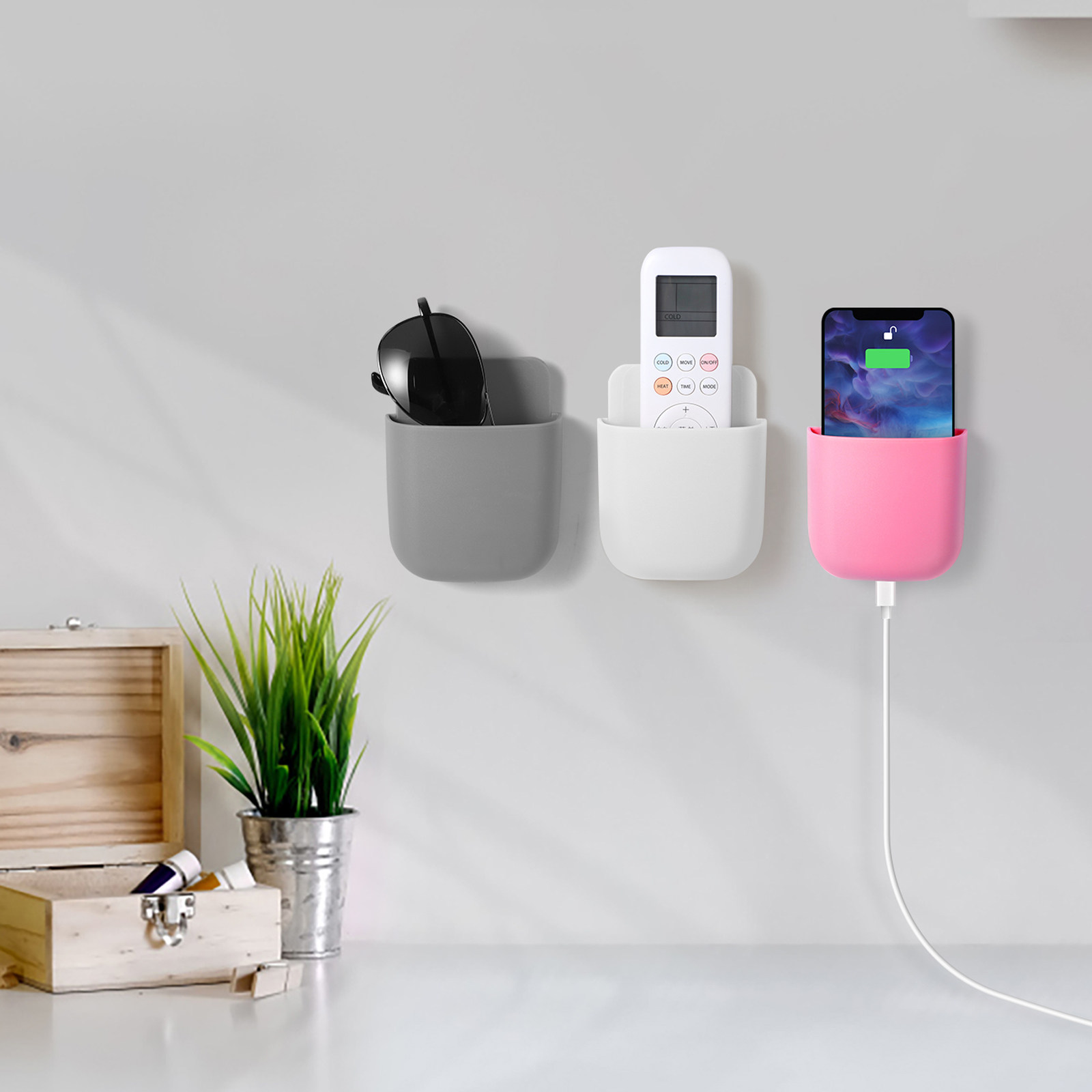 3個セット 壁掛け式透明収納ボックス リモコン・携帯電話・小 - Food Storage Box のレビューと価格