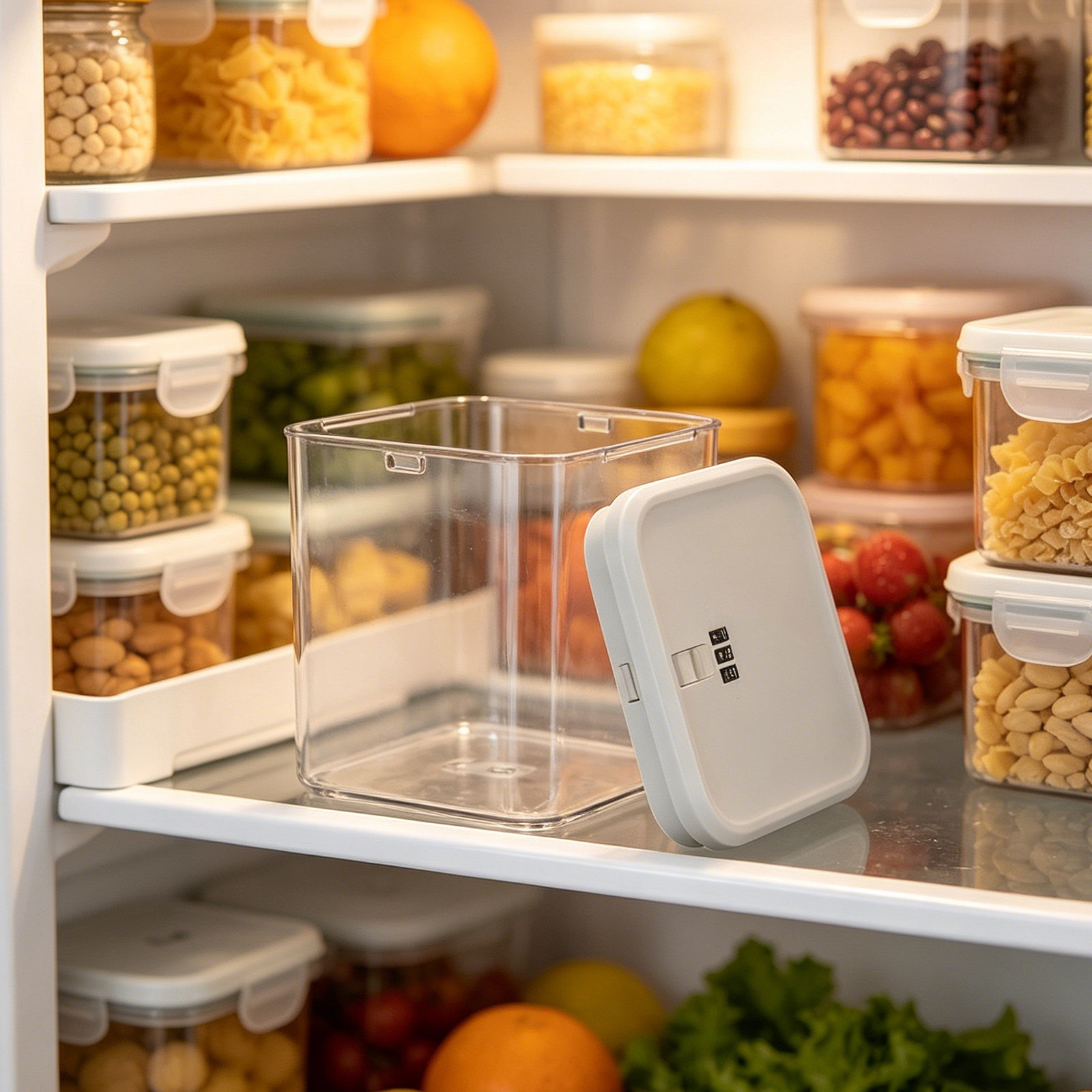 透明な冷蔵庫用収納ボックス、子供用安全ロック付き、暗証番号ロ - Food Storage Lock Box のレビューと価格