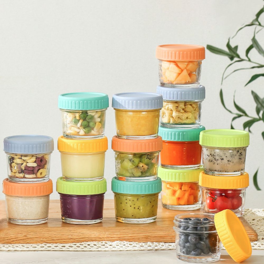 6個入りガラス製ベビーフードジャー、再利用可能、蓋付き、ディ - Food Storage Containers Glass のレビューと価格