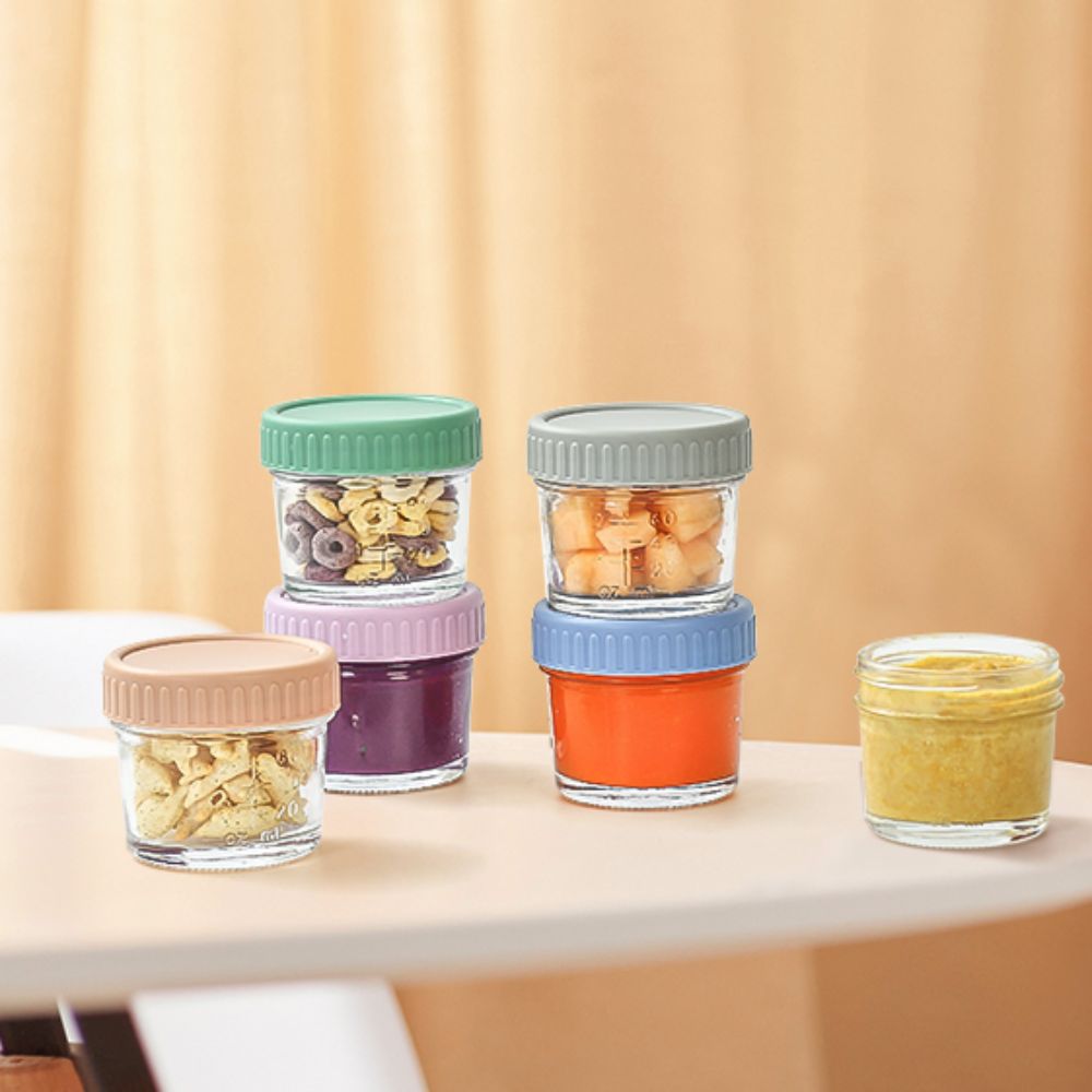 6個入りガラス製ベビーフードジャー、再利用可能、蓋付き、ディ - Food Storage Containers Glass のレビューと価格