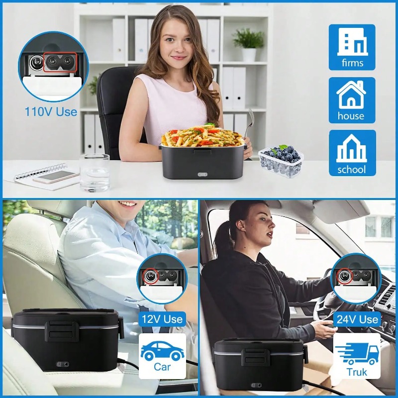 100W電気加熱式ランチボックス、1.8L 304ステンレス - Food Storage Stainless Steel のレビューと価格