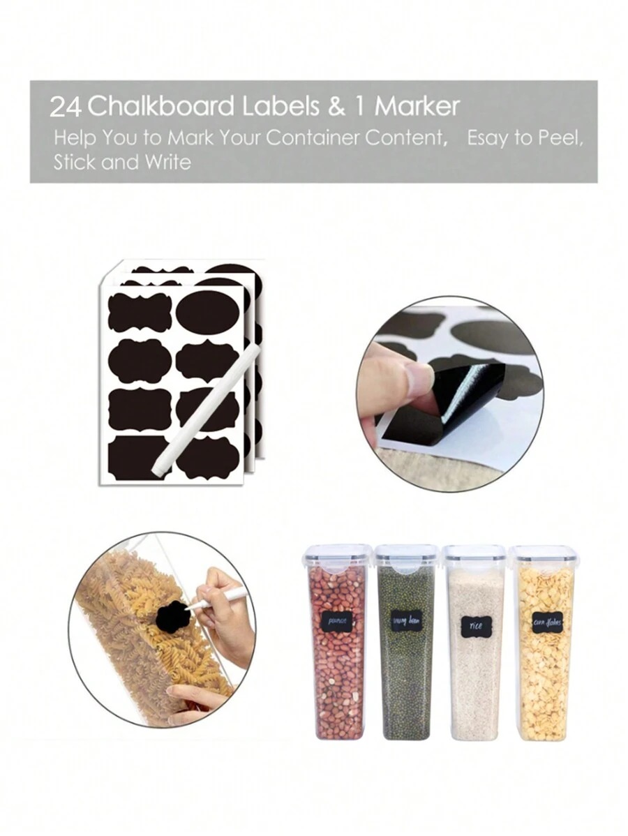 ふた付きの再利用可能なプラスチック製の密封された瓶、食品貯蔵 - Food Storage Jar Labels のレビューと価格