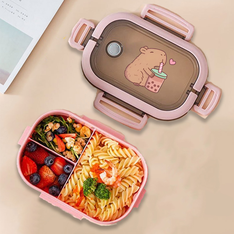 カピバラ弁当箱アニメ動物プリント食品保存容器子供学校ピクニッ - Food Storage Box のレビューと価格