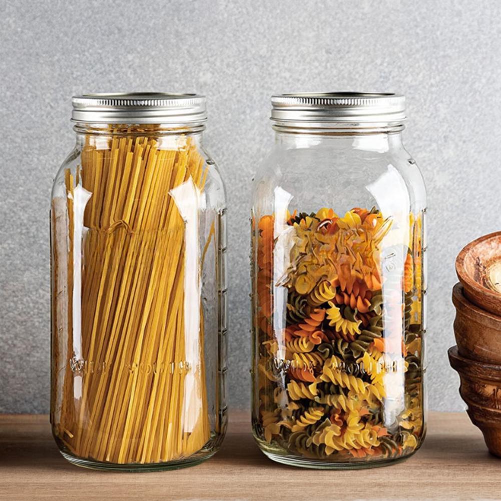 2000ML広口メイソンガラスジャー、蓋付き大型食品保存瓶、 - Food Storage Containers Glass のレビューと価格