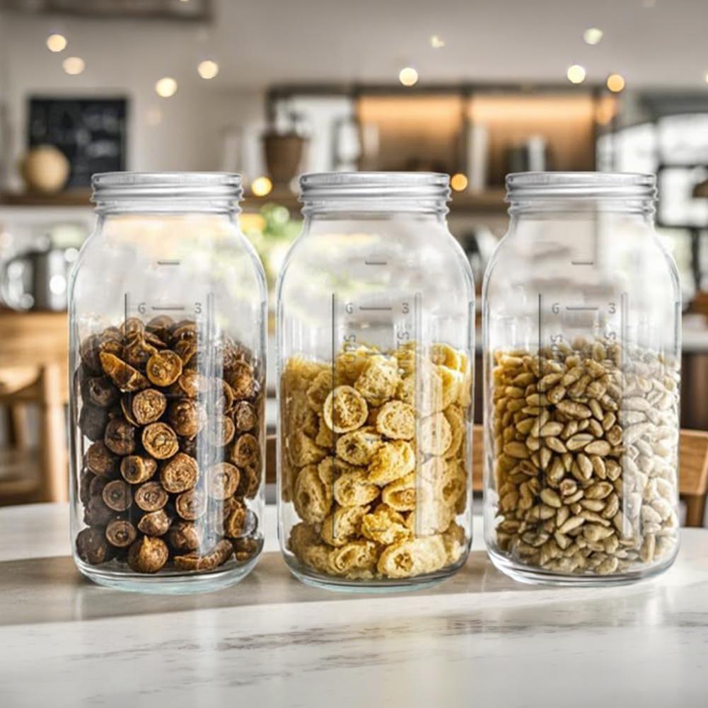 2000ML広口メイソンガラスジャー、蓋付き大型食品保存瓶、 - Food Storage Containers Glass のレビューと価格