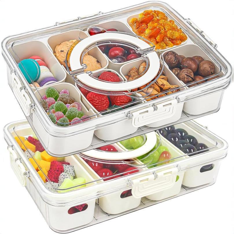 蓋付き分割サービングトレイ、食品保存容器、スナックボックス、 - Food Storage Boxes のレビューと価格