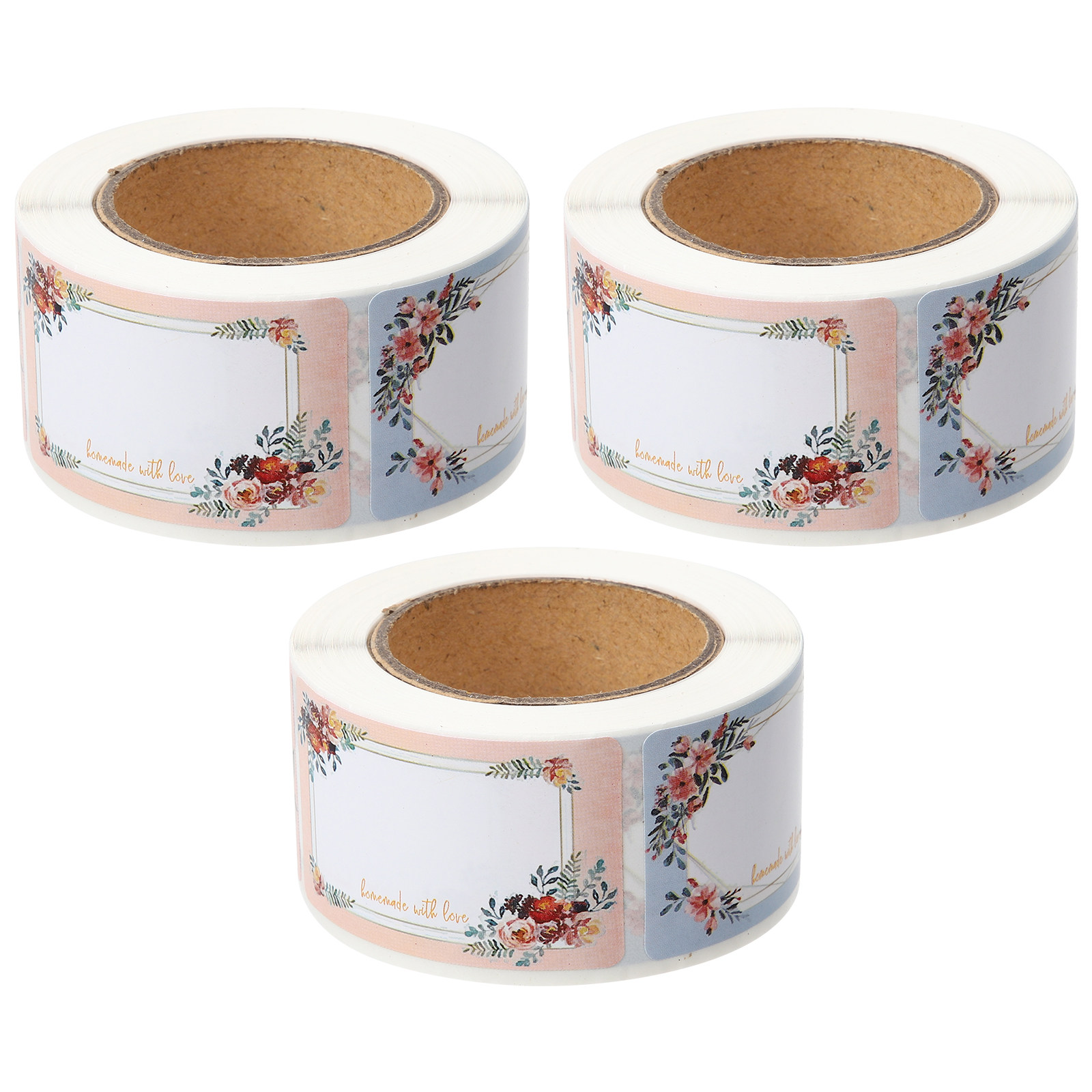 3ロール入り無地のネームラベルステッカー、花柄デザイン、ボト - Food Storage Jar Labels のレビューと価格