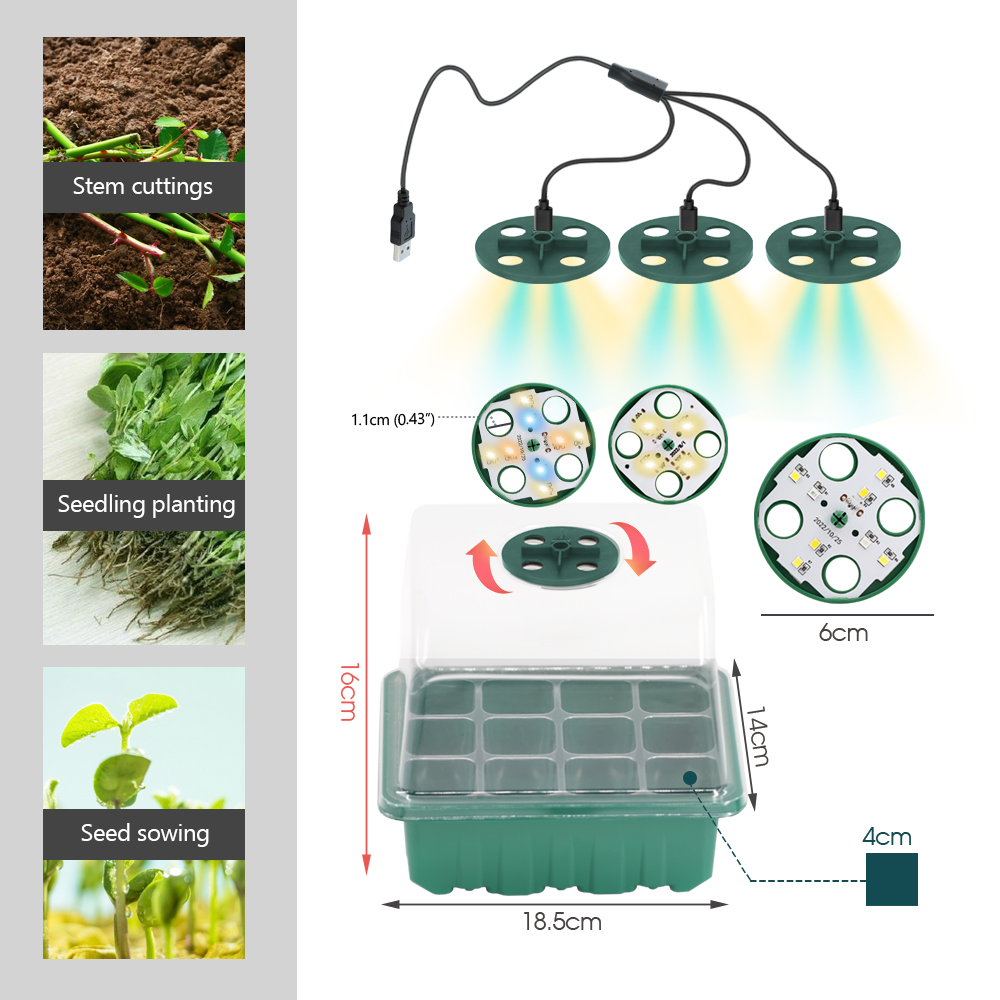 LED 保育園ポットと成長ライト植物種子スタータートレイ家庭 - Food Storage Plants のレビューと価格