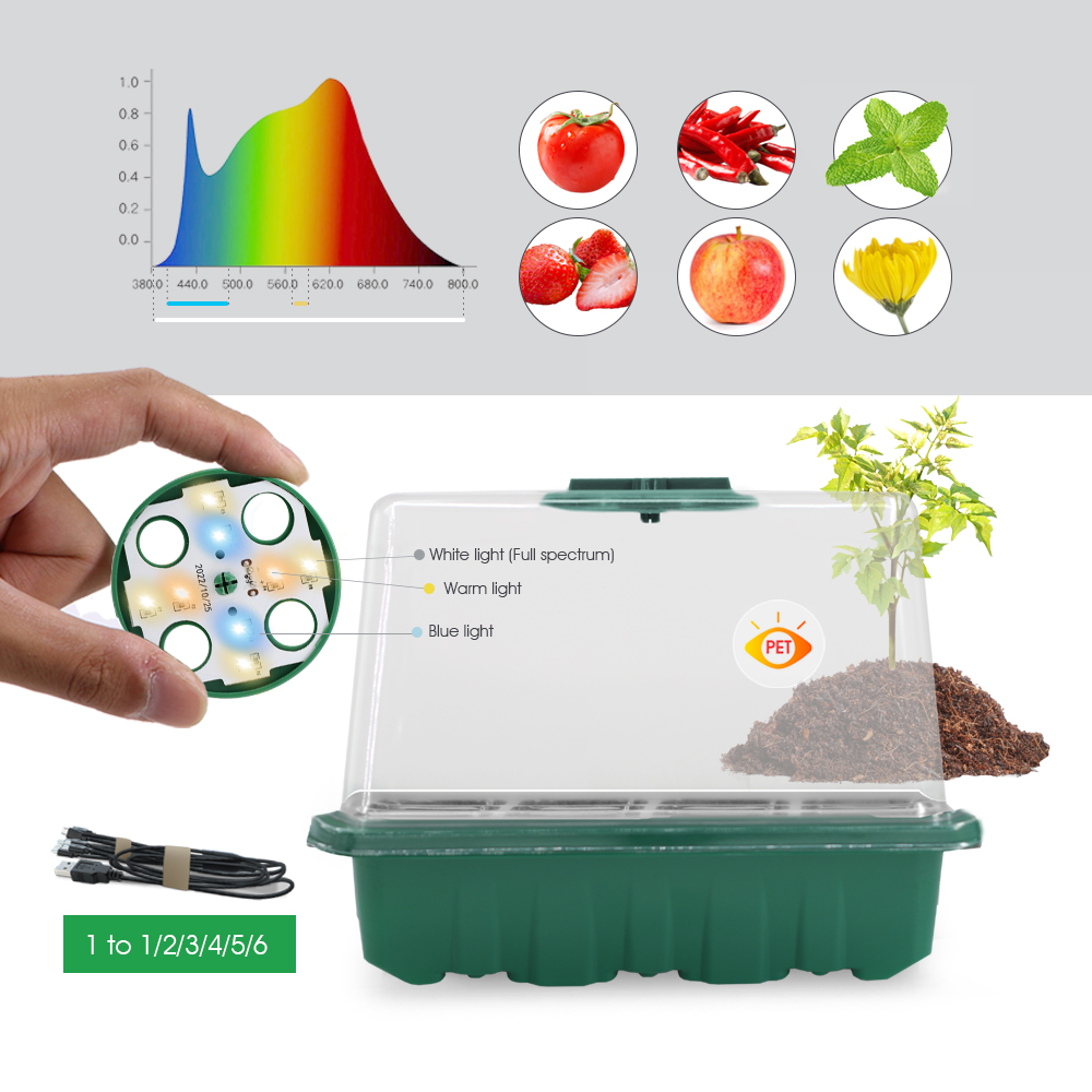 LED 保育園ポットと成長ライト植物種子スタータートレイ家庭 - Food Storage Plants のレビューと価格