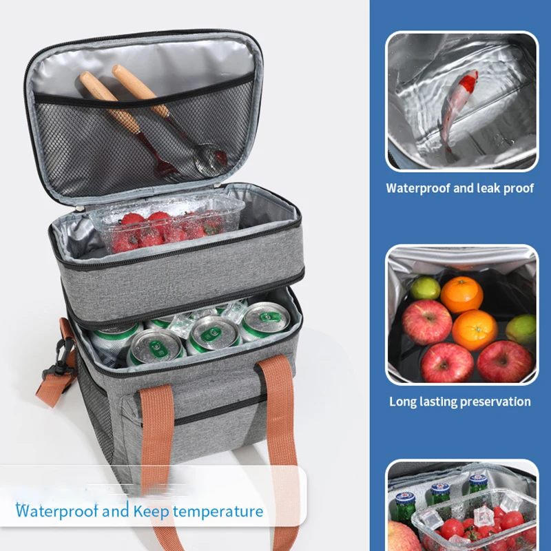 保温ランチバッグ二層大容量弁当箱バッグポータブルクロスボディ - Xxl Food Storage Container のレビューと価格