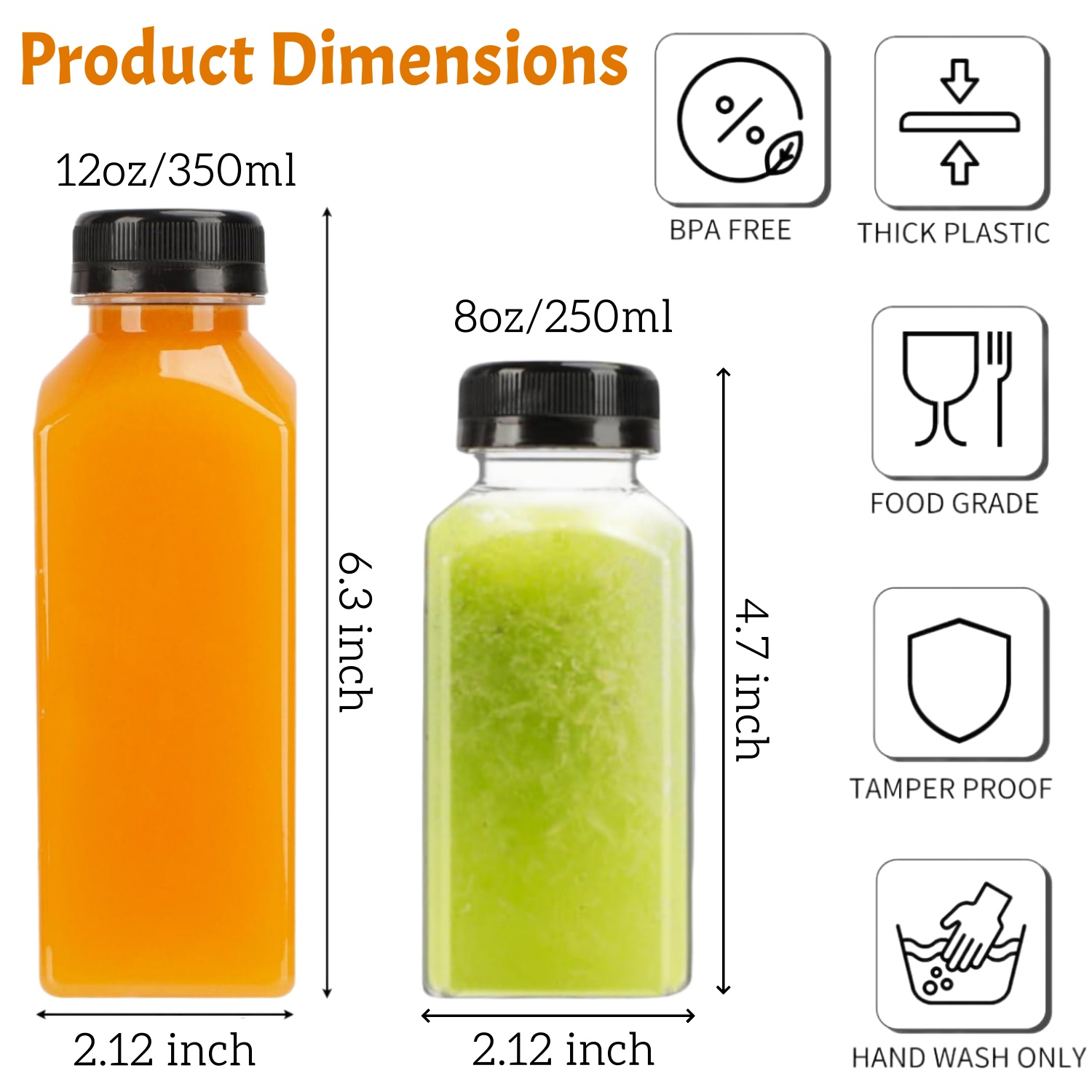 20-80個のプラスチックジュースボトル8/12オンスの再利 - Food Storage Jar Labels のレビューと価格