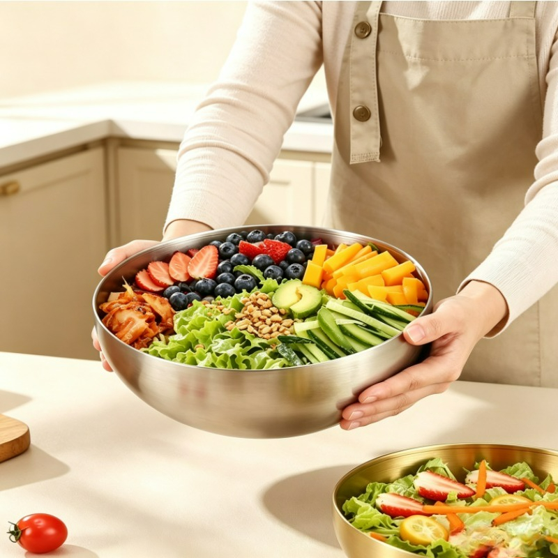 ステンレス製ミキシングボウル、金属製サービングサラダボウル、 - Food Storage Stainless Steel のレビューと価格