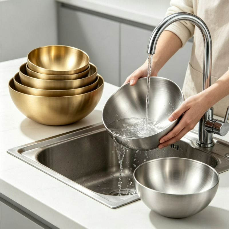 ステンレス製ミキシングボウル、金属製サービングサラダボウル、 - Food Storage Stainless Steel のレビューと価格