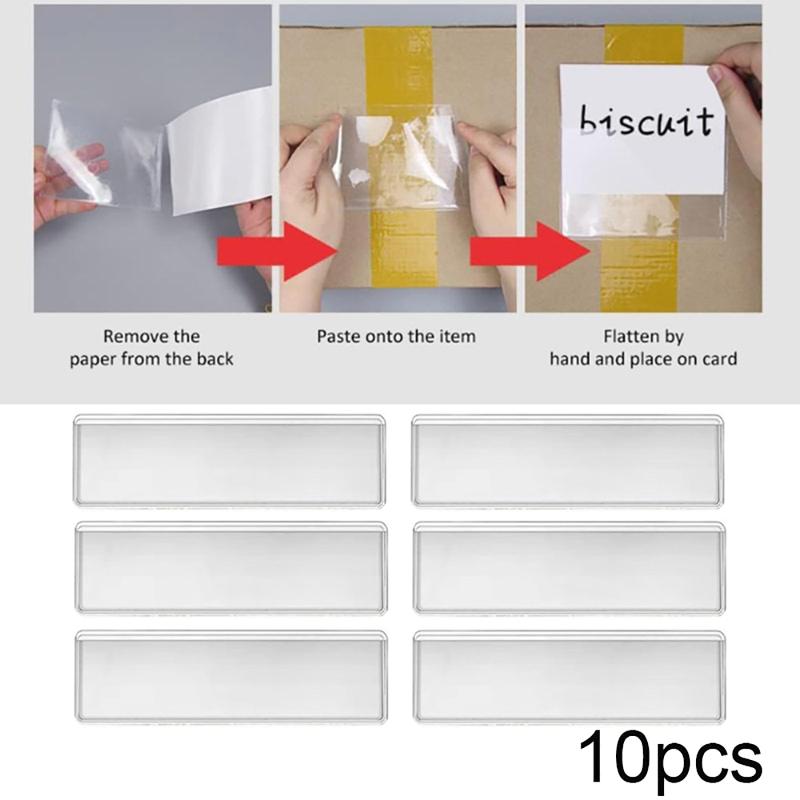 10個入り 透明PVC粘着棚ラベルホルダー 残留物なし タグ - Food Storage Jar Labels のレビューと価格