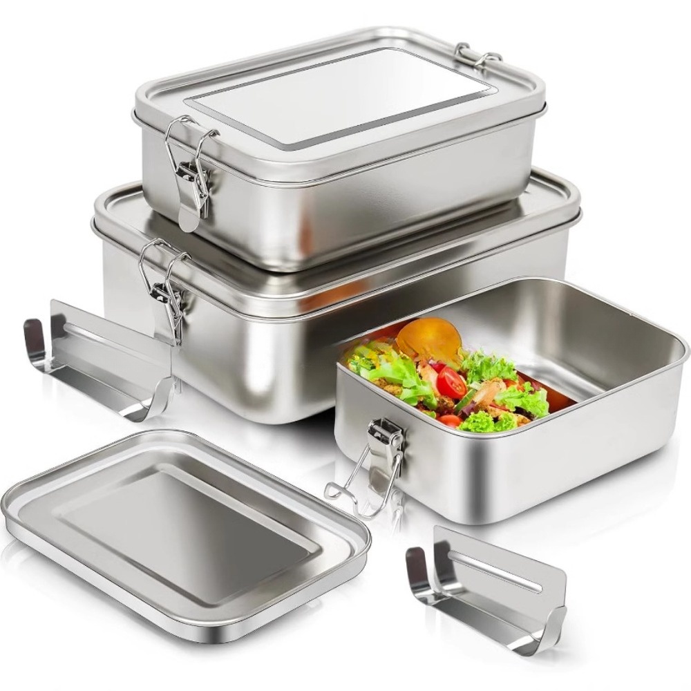 ステンレススチール弁当箱金属弁当箱食品保存容器ロック可能なク - Food Storage Lock Box のレビューと価格