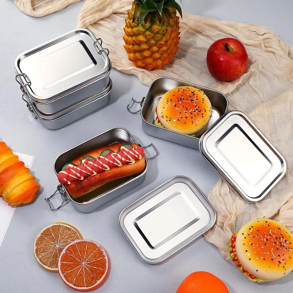 ステンレススチール弁当箱金属弁当箱食品保存容器ロック可能なク - Food Storage Lock Box のレビューと価格