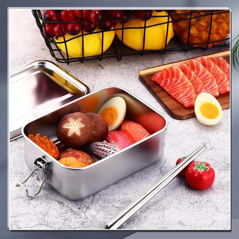 ステンレススチール弁当箱金属弁当箱食品保存容器ロック可能なク - Food Storage Lock Box のレビューと価格